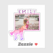 Cute Pink Unicorn Name and Photo Kinder Sticker (Vel)