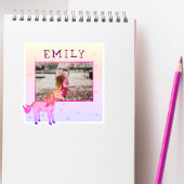 Cute Pink Unicorn Name Photo Kinder Sticker