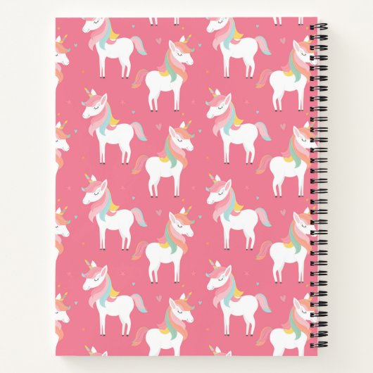 Cute Pink Unicorn Pattern Gepersonaliseerd Notitieboek (Achterkant)