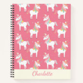 Cute Pink Unicorn Pattern Gepersonaliseerd Notitieboek (Voorkant)
