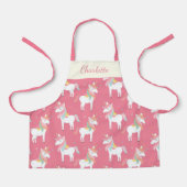 Cute Pink Unicorn Pattern Gepersonaliseerd Schort (Voorkant)