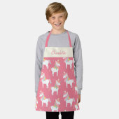Cute Pink Unicorn Pattern Gepersonaliseerd Schort (Gedragen)