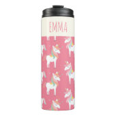 Cute Pink Unicorn Pattern Gepersonaliseerd Thermosbeker (Voorkant)