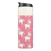 Cute Pink Unicorn Pattern Gepersonaliseerd Thermosbeker (Geroteerd rechts)
