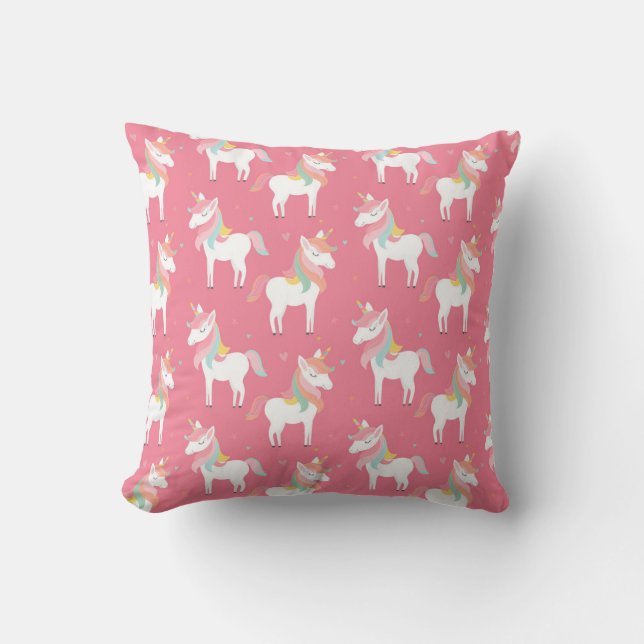 Cute Pink Unicorn Pattern Kussen (Voorkant)