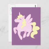 Cute Pink Unicorn Pegasus (Unipeg) Briefkaart (Voorkant / Achterkant)