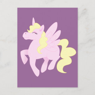 Cute Pink Unicorn Pegasus (Unipeg) Briefkaart