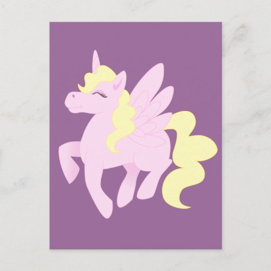 Cute Pink Unicorn Pegasus (Unipeg) Briefkaart (Voorkant)