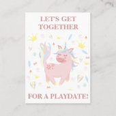 Cute Pink Unicorn Playdate Mammie Calling Card Visitekaartje (Voorkant)