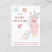 Cute Pink Unicorn Playdate Mammie Calling Card Visitekaartje (Achterkant)