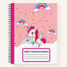 Cute Pink Unicorn Rainbow Composition Notitieboek