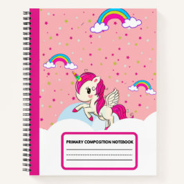 Cute Pink Unicorn Rainbow Composition Notitieboek