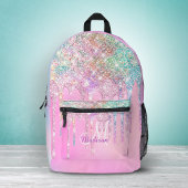 Cute Pink Unicorn Rainbow Glitter Drift monogram Bedrukte Rugzak