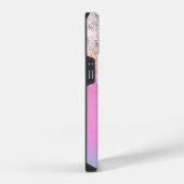 Cute Pink Unicorn Rainbow Glitter Drift monogram iPhone Hoesje (Rechterkant)