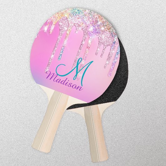 Cute Pink Unicorn Rainbow Glitter Drivers pingpong Tafeltennisbatje