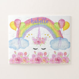 Cute Pink Unicorn Rainbow Glitter Hearts Legpuzzel