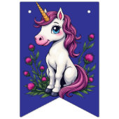 Cute Pink Unicorn Seated Amongst Scottish Thistles Vlaggetjes (Eerste vlag)
