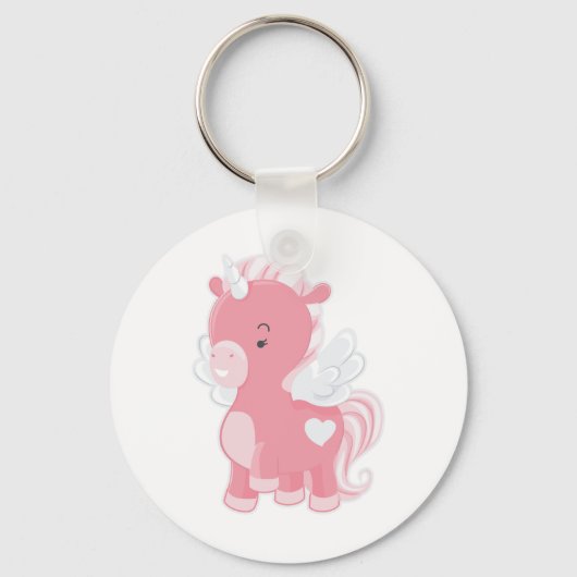 Cute Pink Unicorn Sleutelhanger (Voorkant)