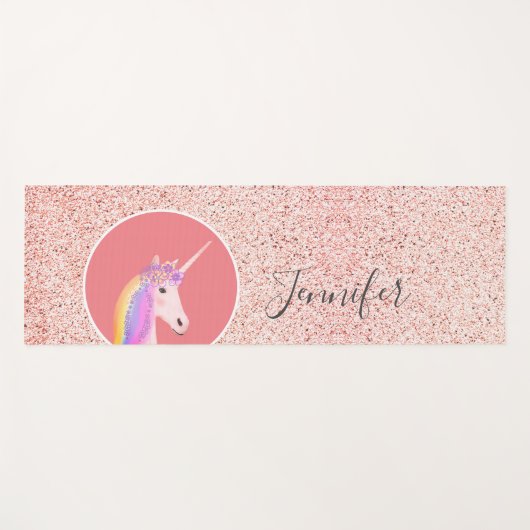 Cute Pink Unicorn Speckles Gepersonaliseerd Yogamat (Voorkant (horizontaal))