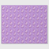 Cute Pink Unicorn Tekenpatroon Girly Cadeaupapier (Vlak)