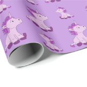 Cute Pink Unicorn Tekenpatroon Girly Cadeaupapier (Rol Hoek)