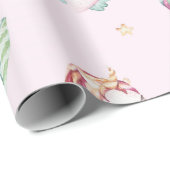 Cute Pink Unicorns Boho Floral Baby shower Cadeaupapier (Rol Hoek)