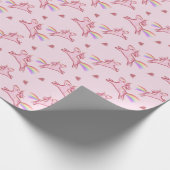 Cute Pink Unicorns & Hearts Doodles Pattern Cadeaupapier (Hoek)