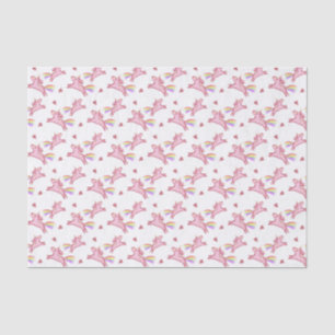 Cute Pink Unicorns & Hearts Doodles Pattern Tissuepapier