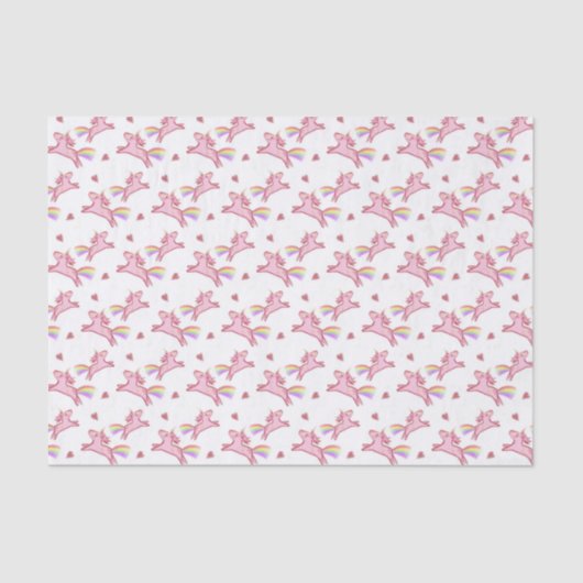 Cute Pink Unicorns & Hearts Doodles Pattern Tissuepapier (Voorkant)