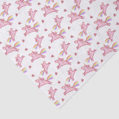 Cute Pink Unicorns & Hearts Doodles Pattern Tissuepapier (Detail)