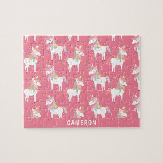 Cute Pink Unicorns Personalized Legpuzzel (Horizontaal)
