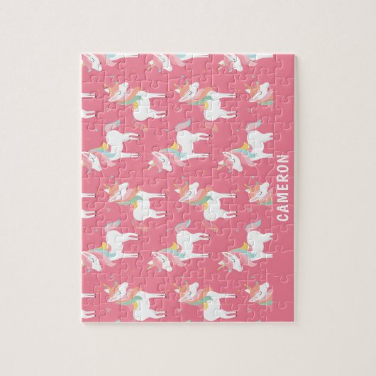 Cute Pink Unicorns Personalized Legpuzzel (Verticaal)