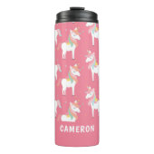 Cute Pink Unicorns Personalized Thermosbeker (Voorkant)