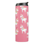 Cute Pink Unicorns Personalized Thermosbeker (Gedraaid links)