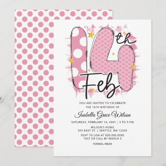 Cute Pink Valentijn Birthday 14 februari Kaart (Voorkant / Achterkant)