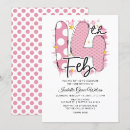 Cute Pink Valentijn Birthday 14 februari Kaart