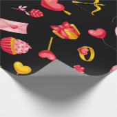 Cute Pink Valentijn Pattern Cadeaupapier (Hoek)