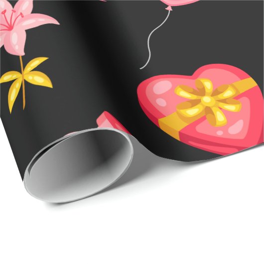 Cute Pink Valentijn Pattern Cadeaupapier (Rol Hoek)