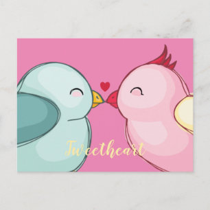 Cute Pink Valentijnsdag Tortelduifjes Briefkaart