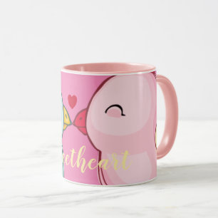 Cute Pink Valentijnsdag Tortelduifjes Mok