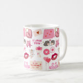 Cute Pink Valentine’s Day Love Doodles Collection Koffiemok (Voorkant rechts)