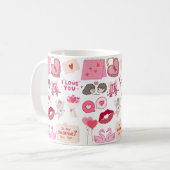 Cute Pink Valentine’s Day Love Doodles Collection Koffiemok (Voorkant links)