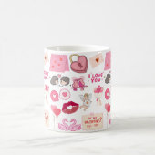 Cute Pink Valentine’s Day Love Doodles Collection Koffiemok (Center)