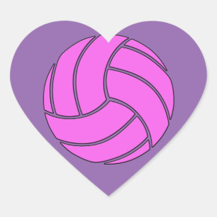 Cute Pink Volleyball Heart Scrapbook / Party Decor Hart Sticker