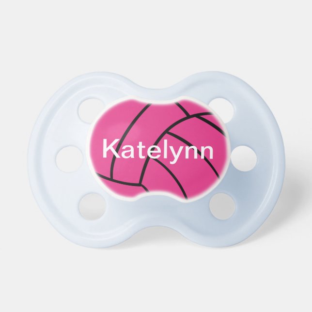 Cute Pink Volleyball Monogram Pacifier Speen (Voorkant)