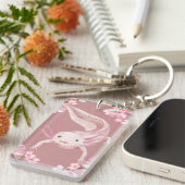 Cute Pink Watercolor Axolotl Keychain Holder (Voorkant Rechts)