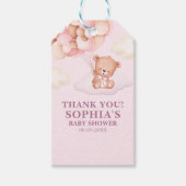 Cute Pink Watercolor Bear Baby Shower Girl Cadeaulabel (Voorkant)