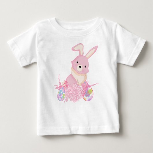 CUTE PINK WATERCOLOR EASTER BUNNY WITH EGGS (Voorkant)