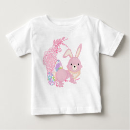 CUTE PINK WATERCOLOR EASTER BUNNY WITH EGGS