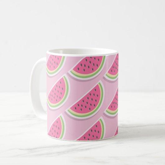 Cute Pink Watermelon Pattern Koffiemok (Voorkant links)